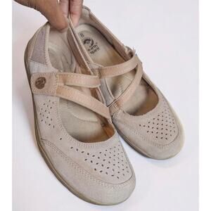 Earth Spirit Tan Leather Strappy Mary Jane Flats Comfort Shoes Women’s 8
